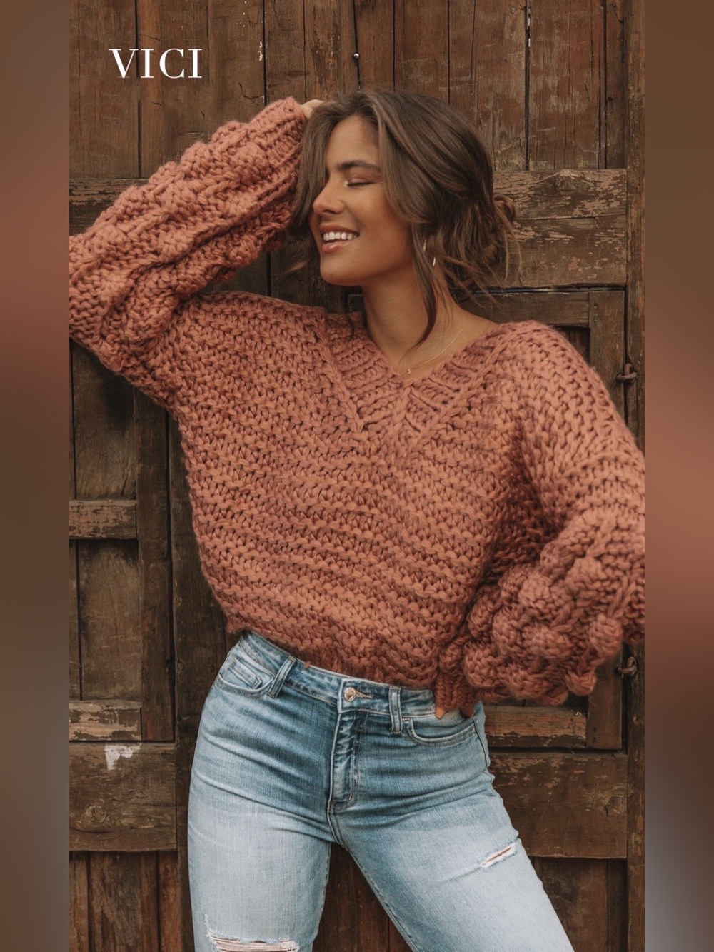 Vici Pom Pom Chunky Knit Sweater